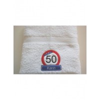 Handdoek Sarah 50 jaar verkeersbord